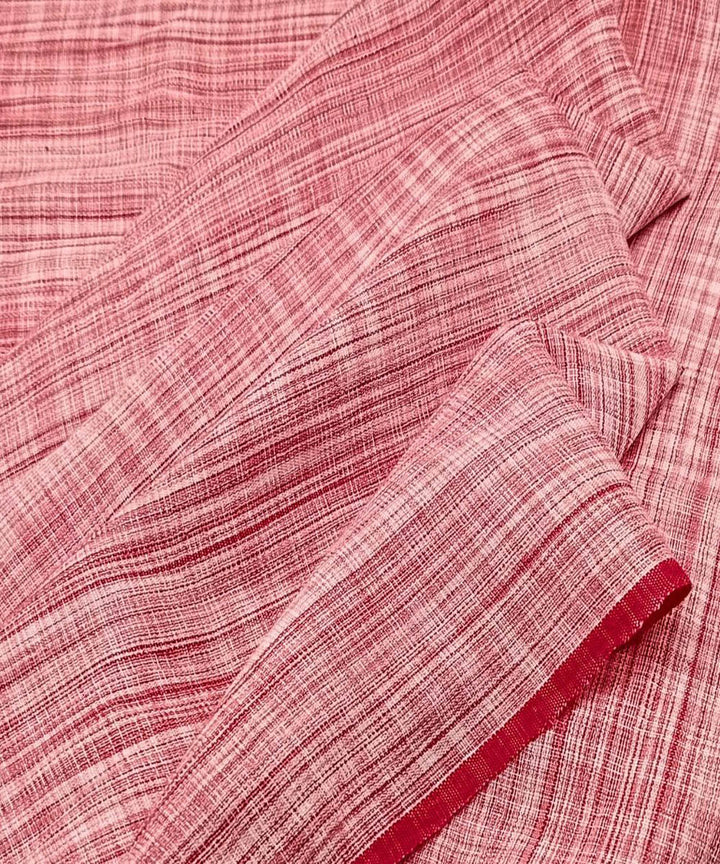 Orange white handwoven cotton khadi fabric