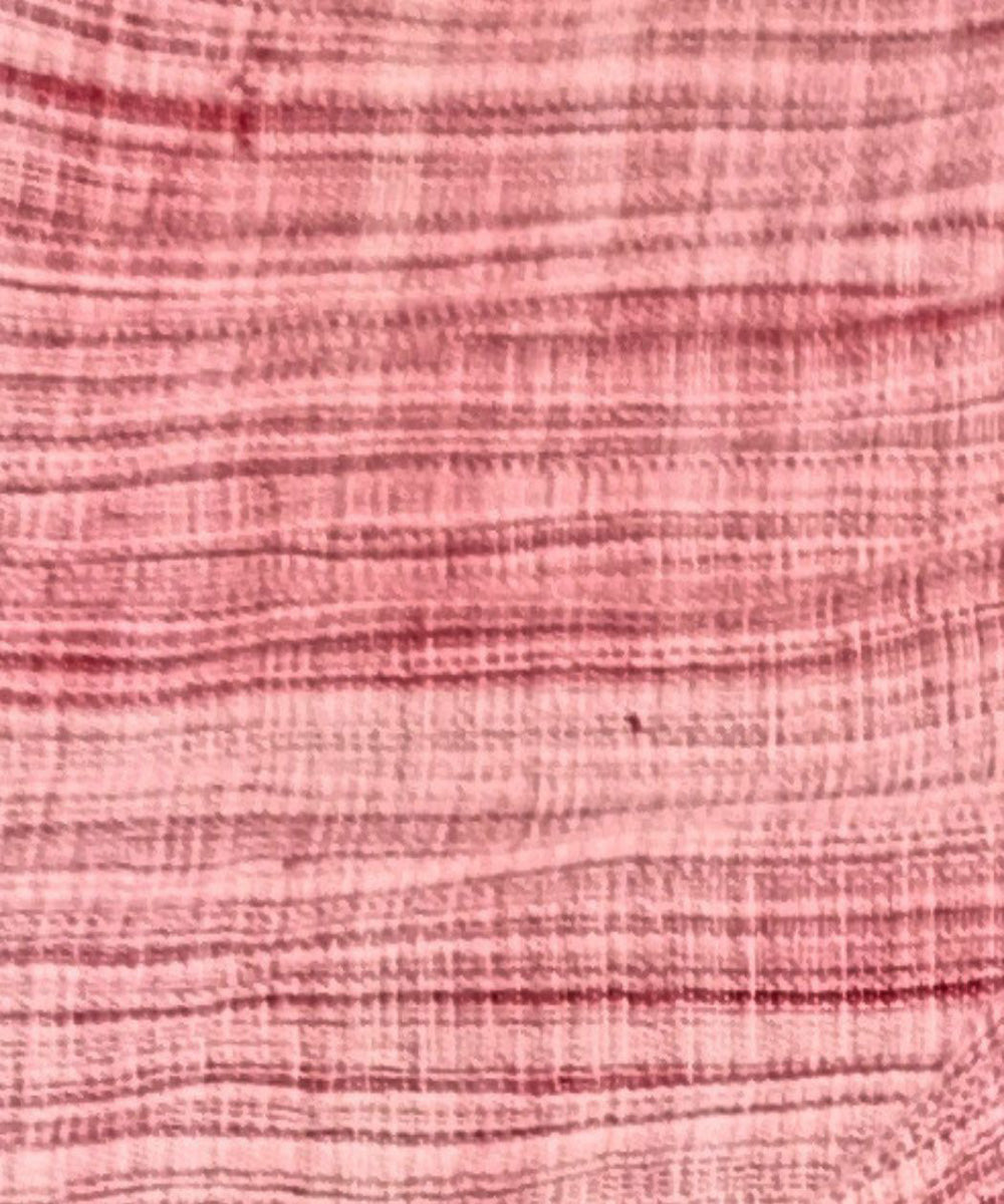 Orange white handwoven cotton khadi fabric