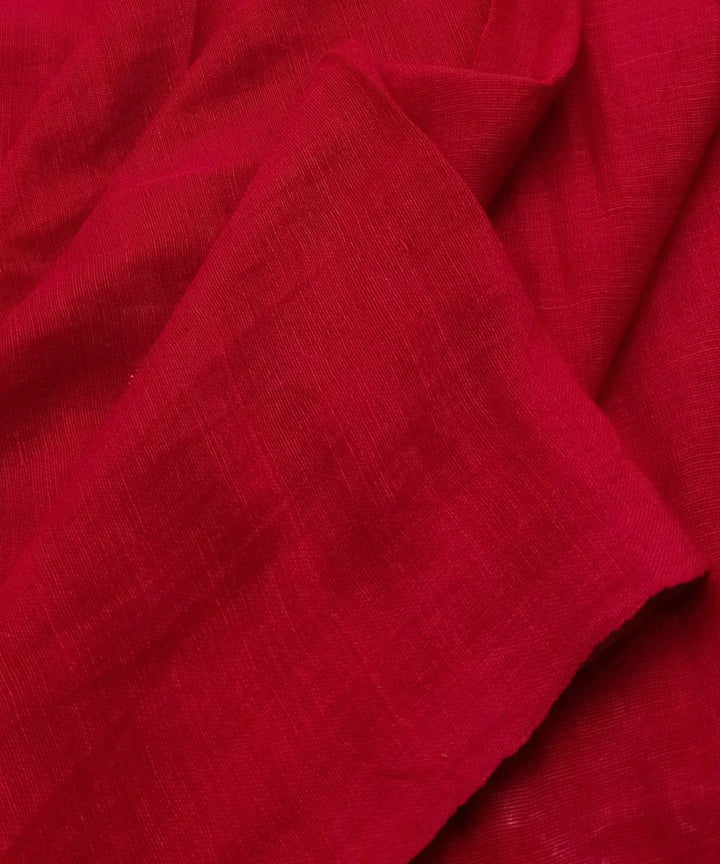 Red white buti handwoven cotton jamdani fabric
