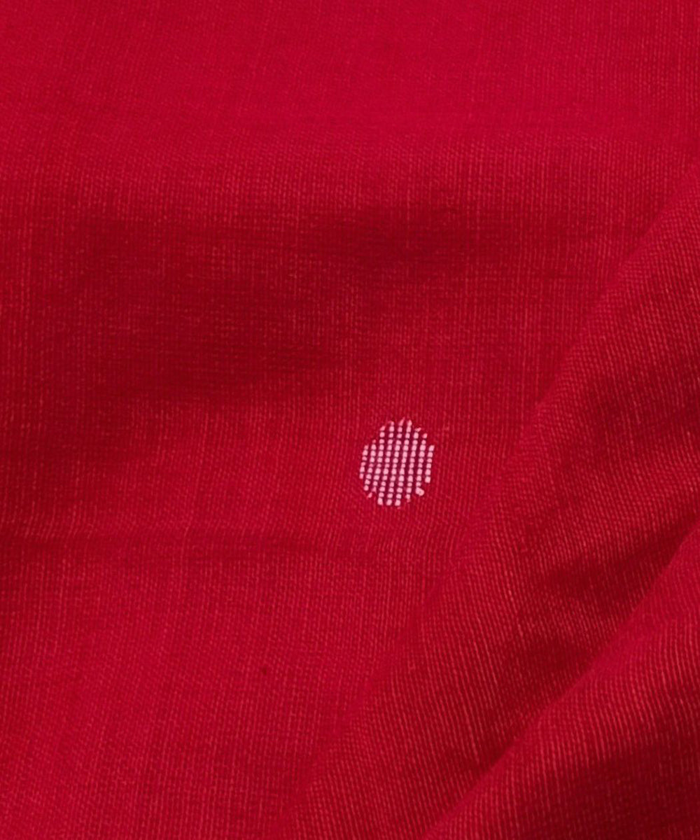 Red white buti handwoven cotton jamdani fabric