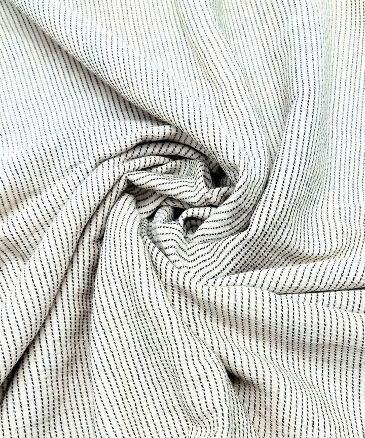 White black handwoven cotton khadi fabric