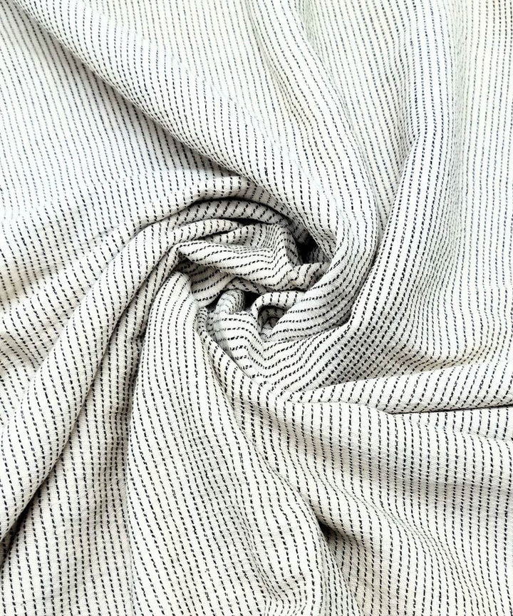 White black handwoven cotton khadi fabric