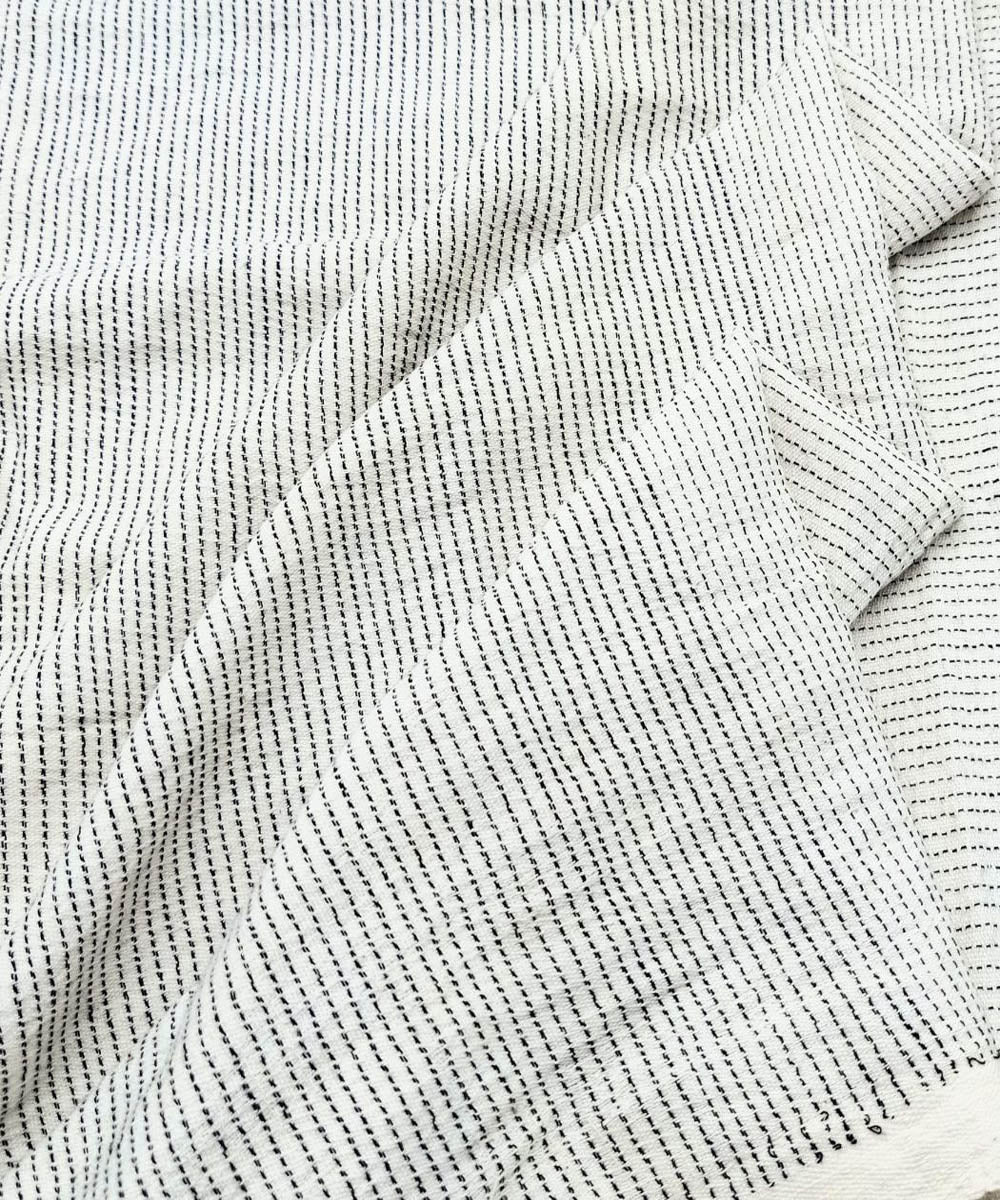White black handwoven cotton khadi fabric