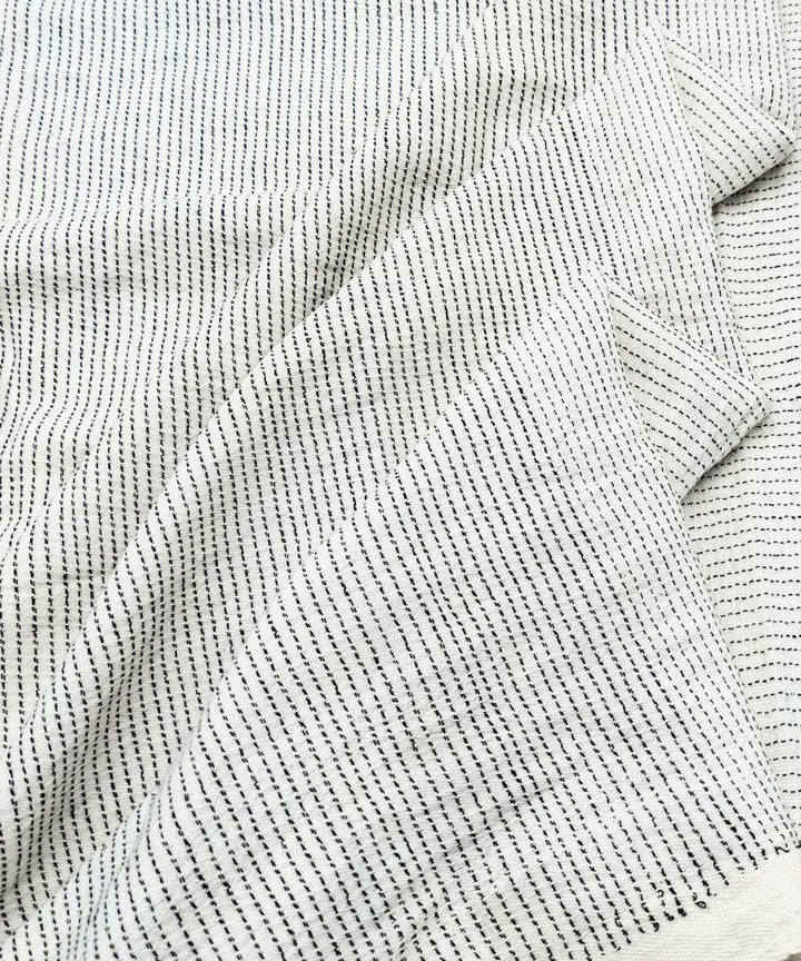 White black handwoven cotton khadi fabric