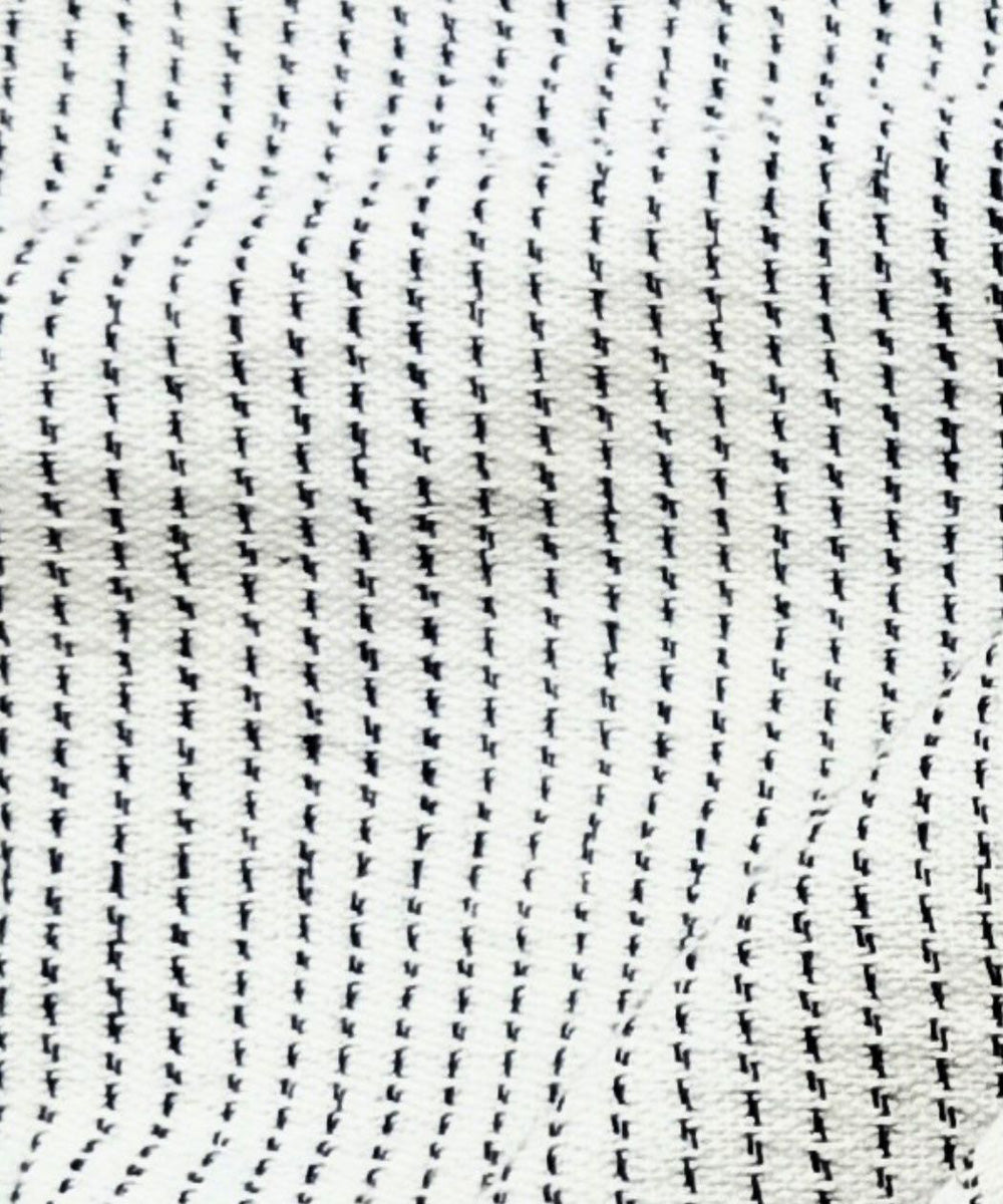 White black handwoven cotton khadi fabric