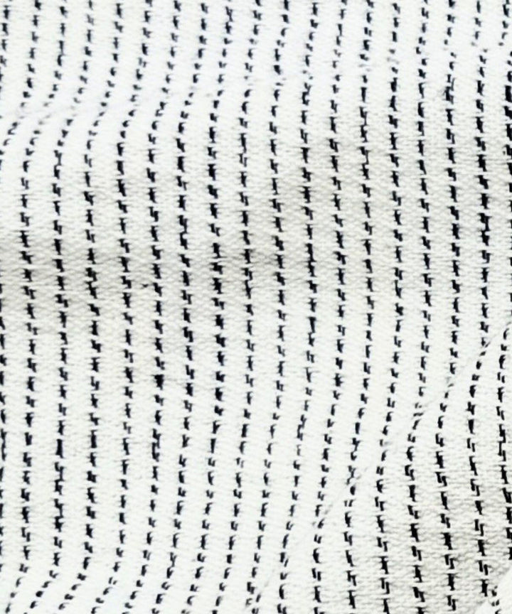 White black handwoven cotton khadi fabric