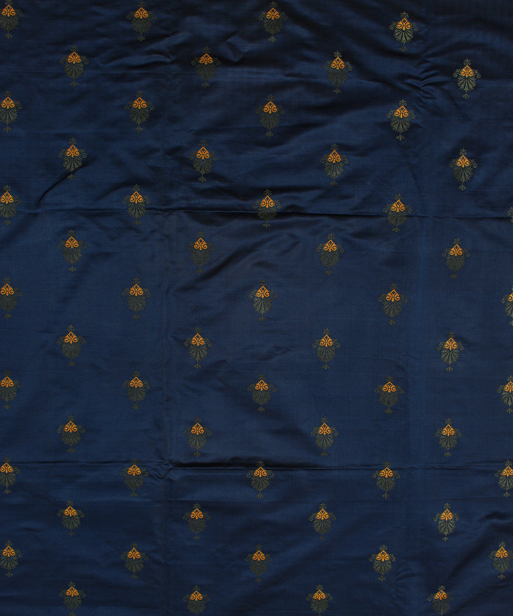 Navy blue buti tanchoi silk banarasi fabric