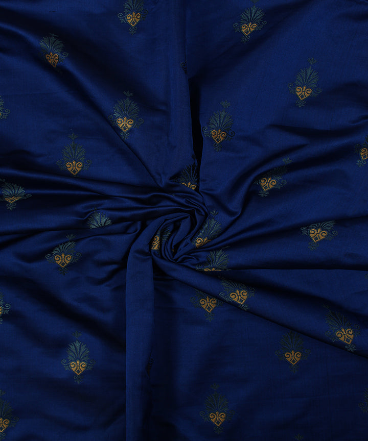 Navy blue buti tanchoi silk banarasi fabric