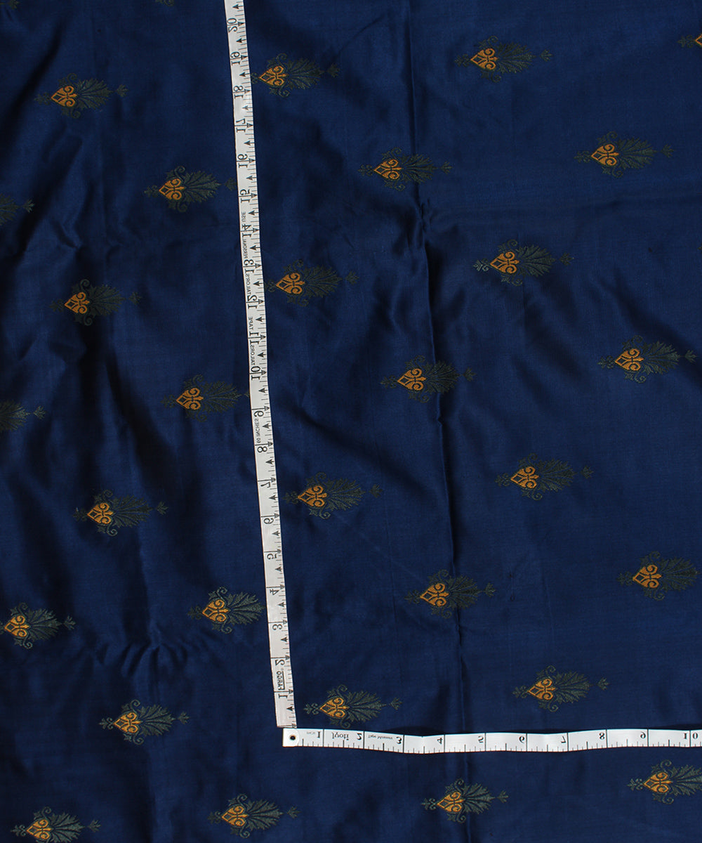 Navy blue buti tanchoi silk banarasi fabric