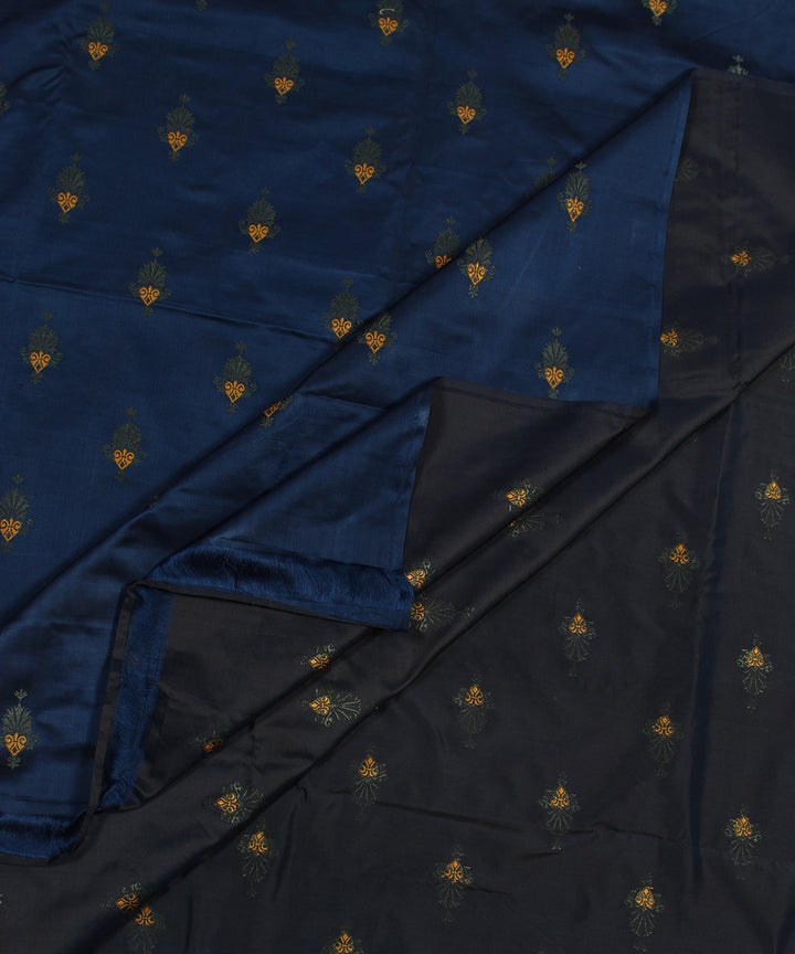 Navy blue buti tanchoi silk banarasi fabric