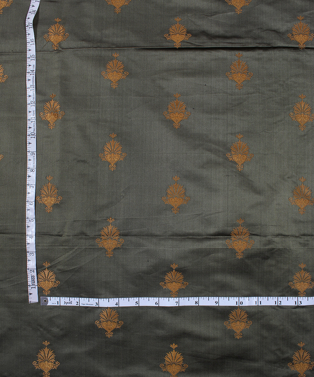 Grey brown tanchoi cotton silk banarasi fabric