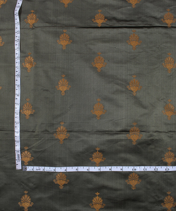 Grey brown tanchoi cotton silk banarasi fabric