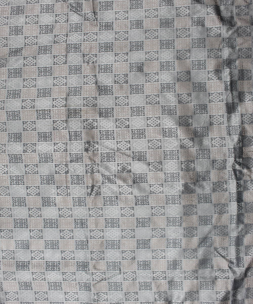 Grey tanchoi silk banarasi fabric