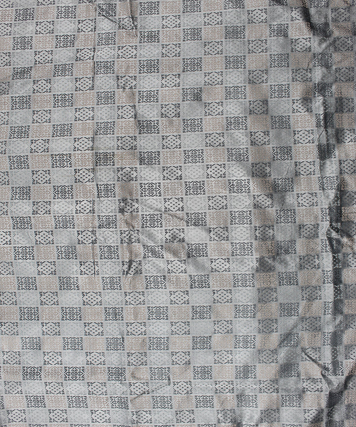 Grey tanchoi silk banarasi fabric