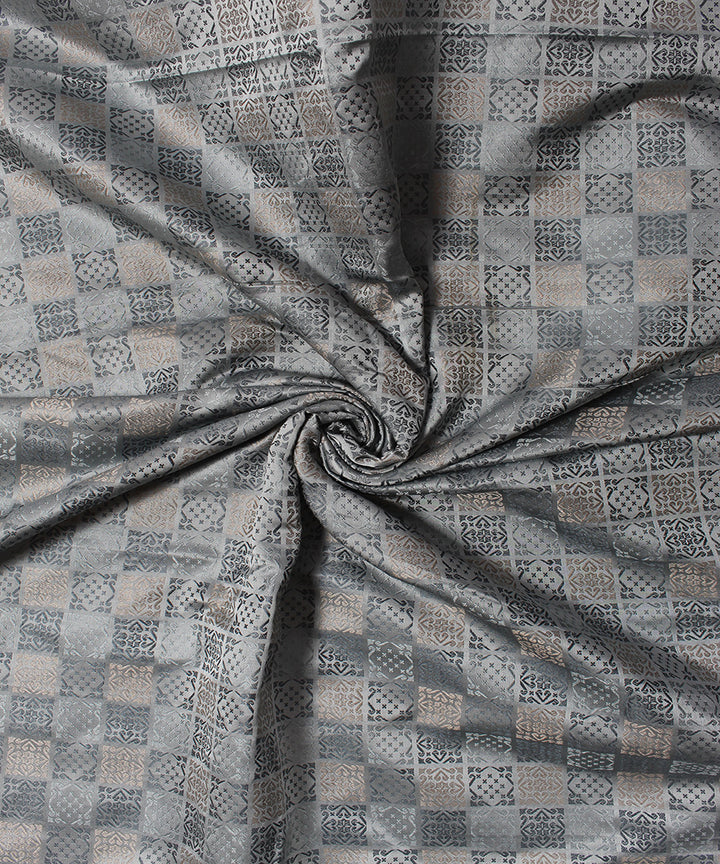 Grey tanchoi silk banarasi fabric