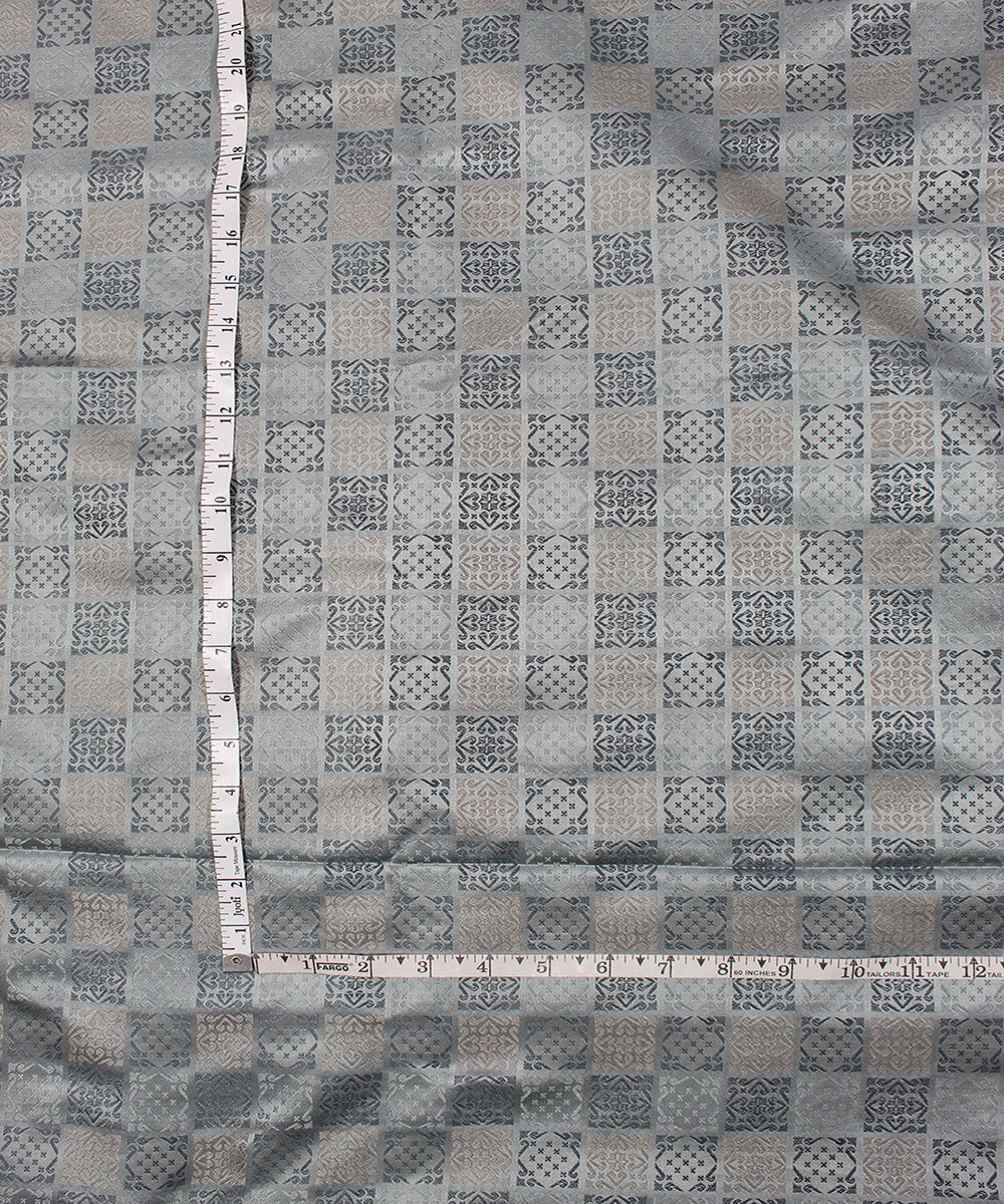 Grey tanchoi silk banarasi fabric