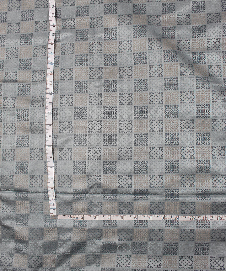 Grey tanchoi silk banarasi fabric