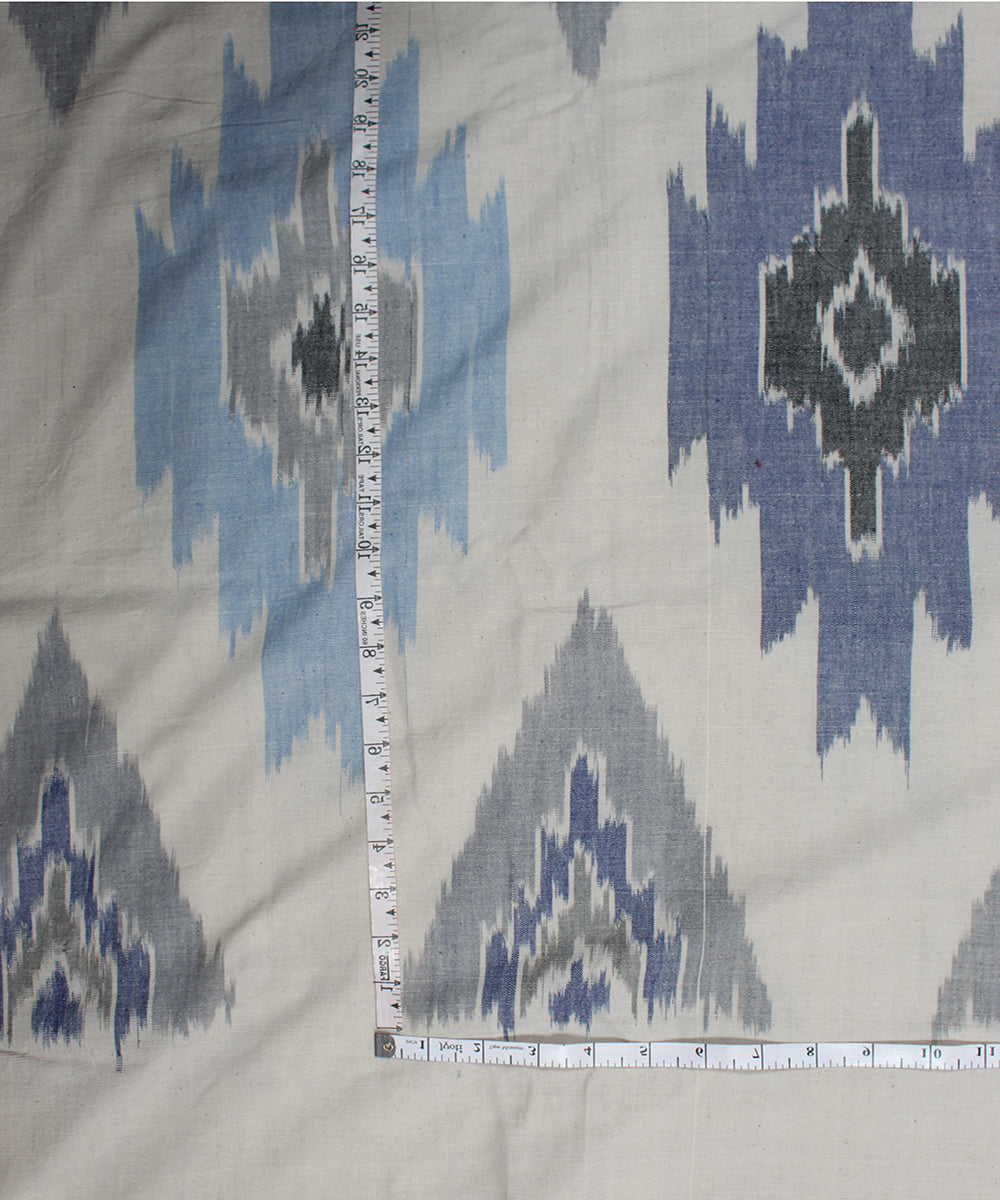 White weft ikat cotton pochampally ikat fabric