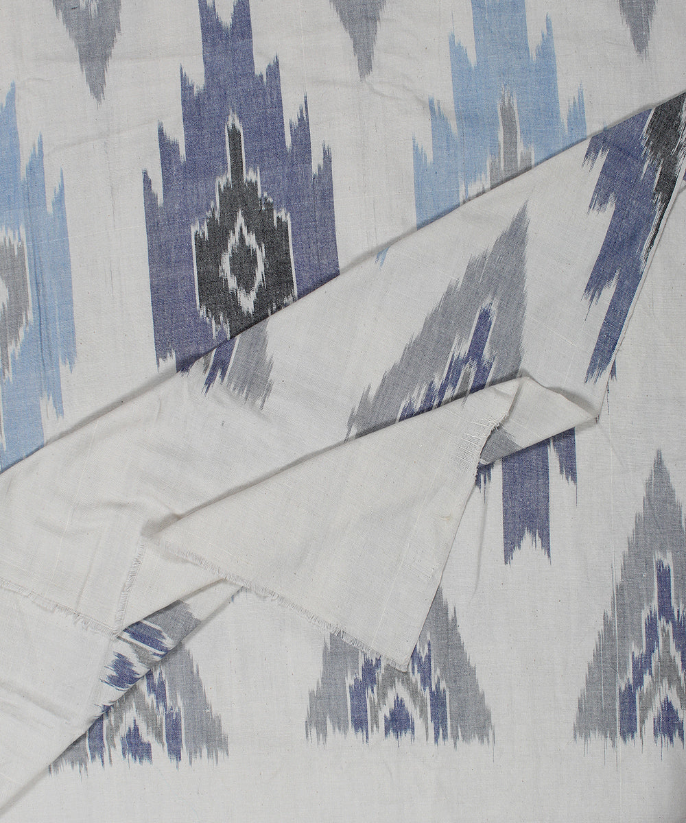 White weft ikat cotton pochampally ikat fabric