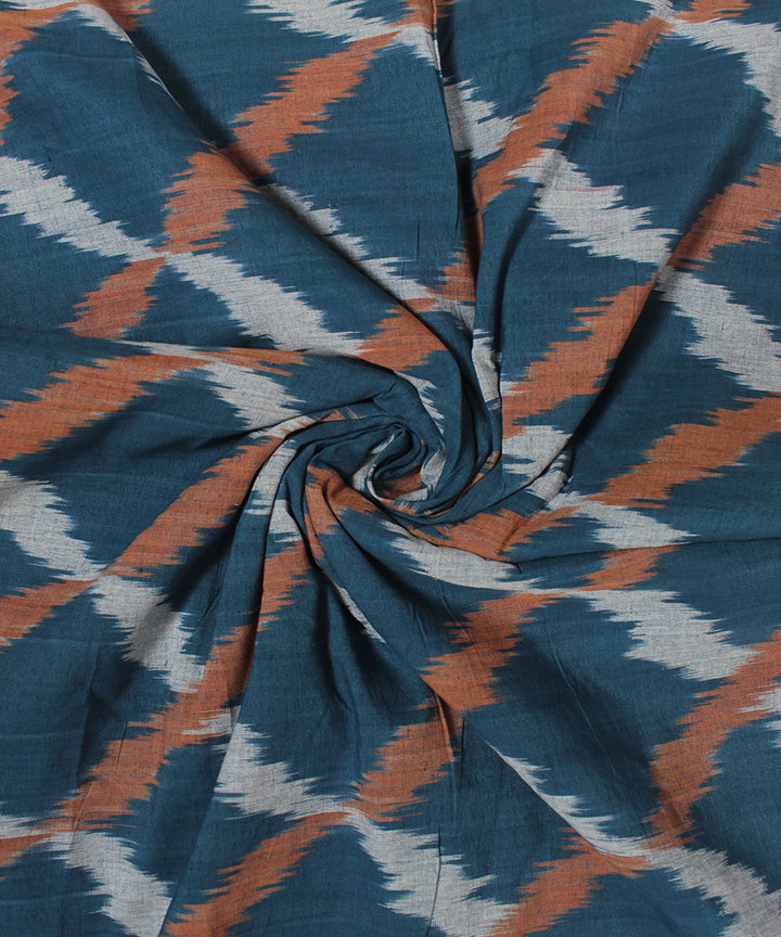 Navy bluecheck single ikat cotton pochampally ikat fabric