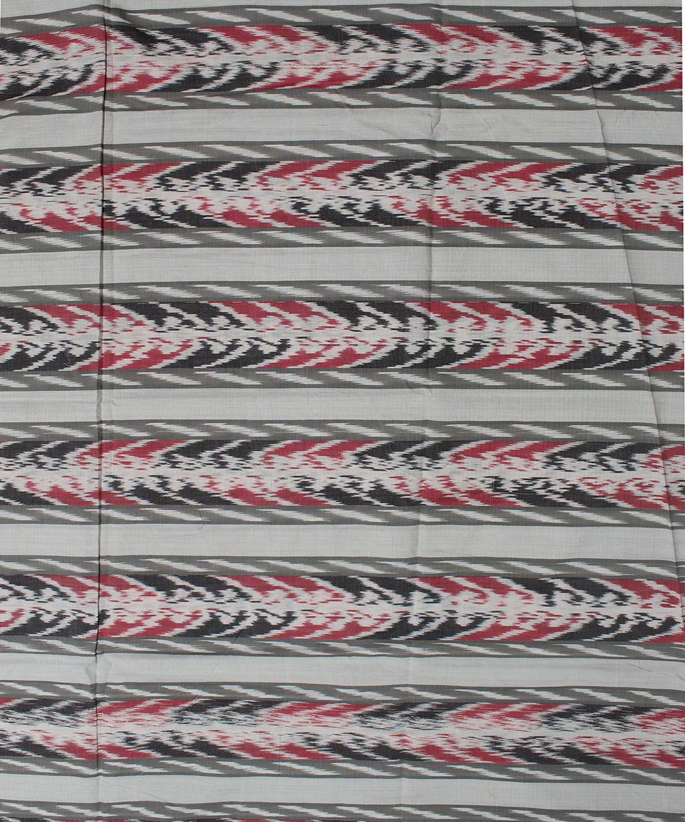 White red black warp ikat cotton pochampally ikat fabric
