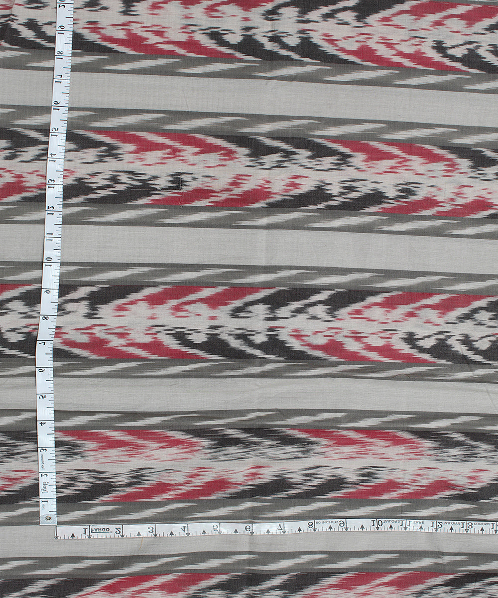 White red black warp ikat cotton pochampally ikat fabric