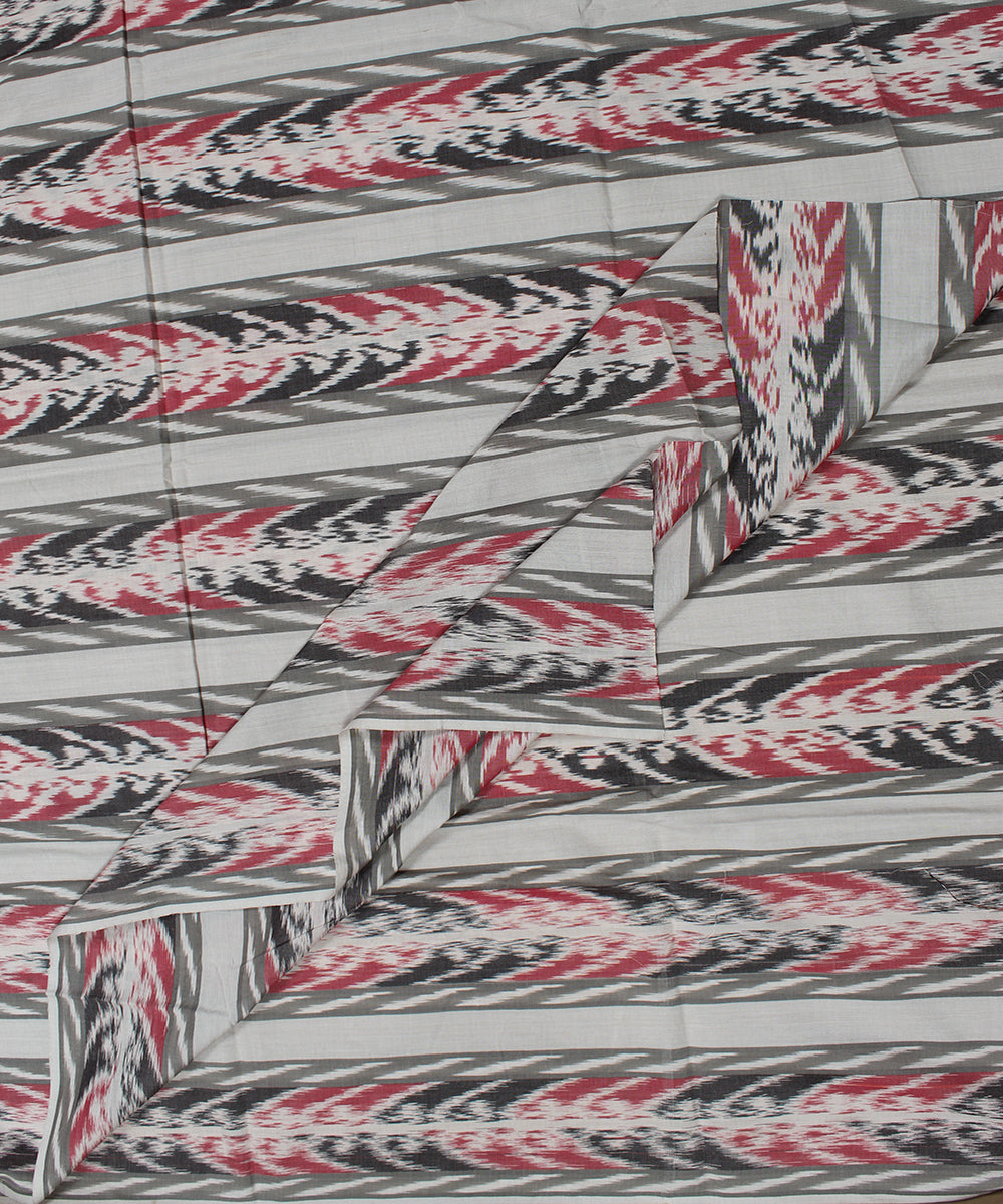 White red black warp ikat cotton pochampally ikat fabric