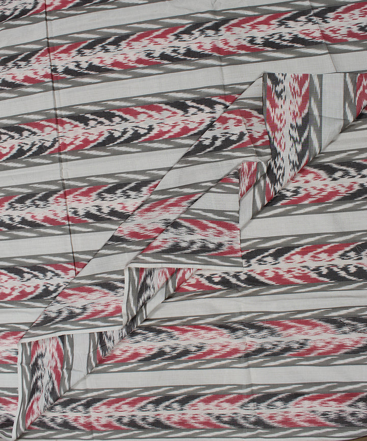 White red black warp ikat cotton pochampally ikat fabric