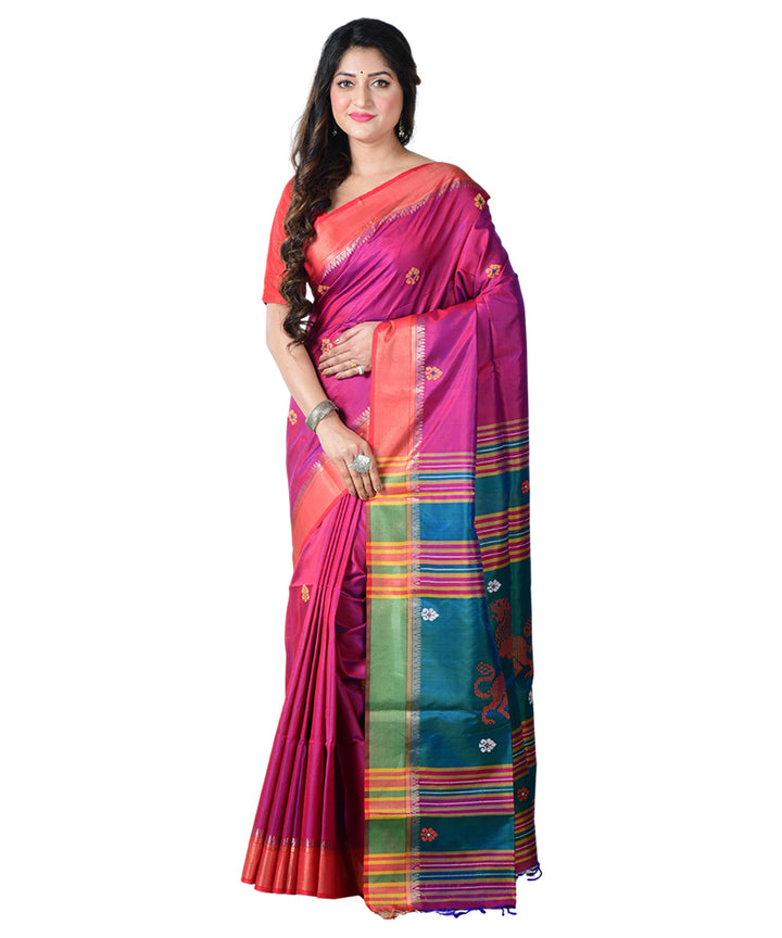 Purple multicolor  handwoven silk saree