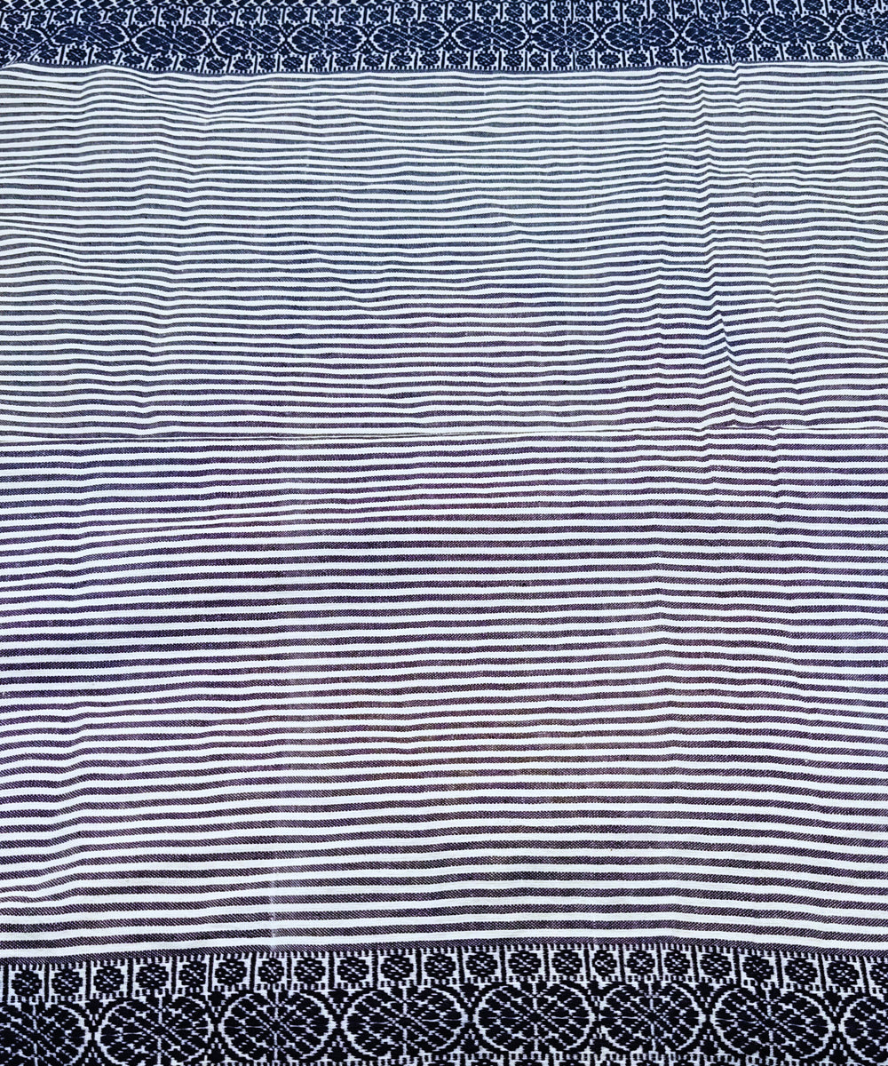 Black white stripes handwoven cotton block print fabric
