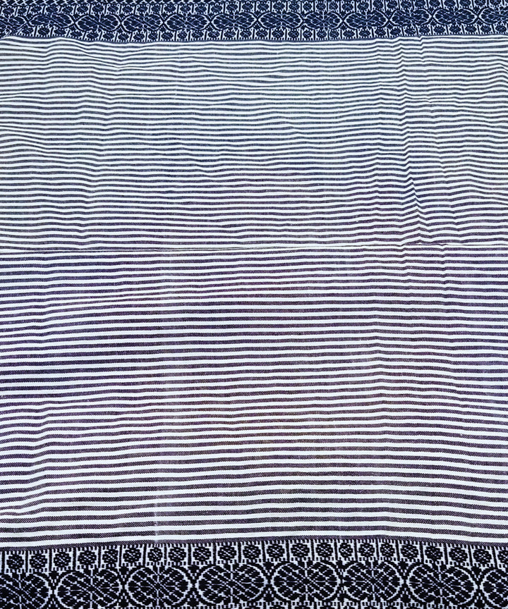 Black white stripes handwoven cotton block print fabric
