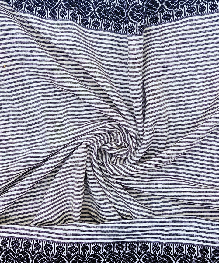 Black white stripes handwoven cotton block print fabric