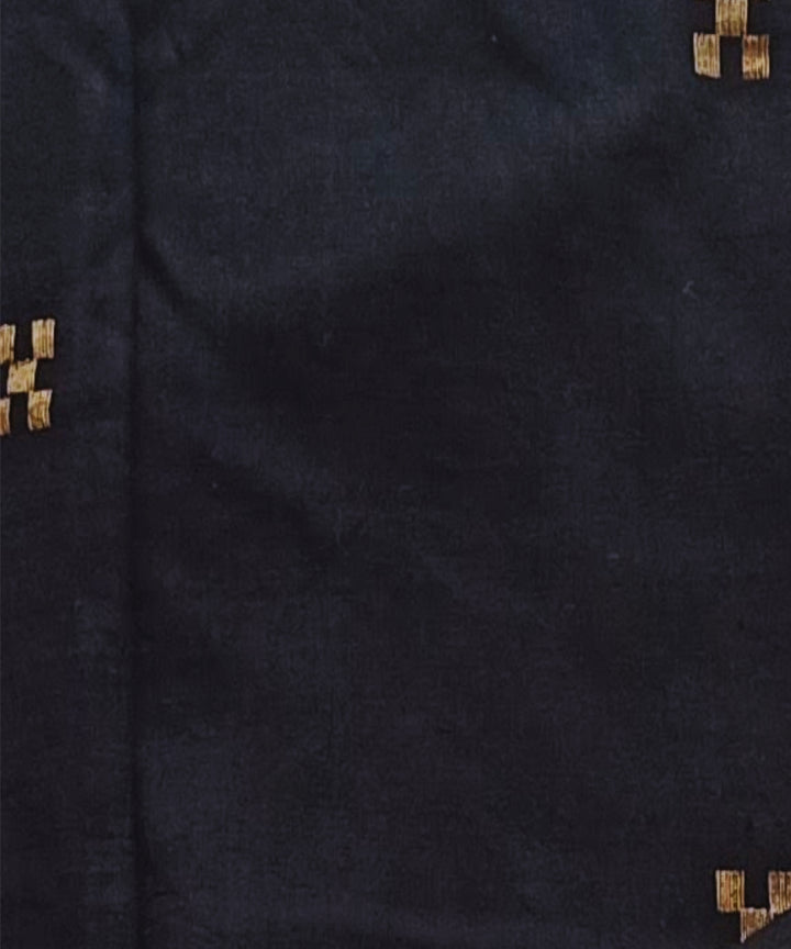 Black golden zari buti handwoven cotton jamdani fabric