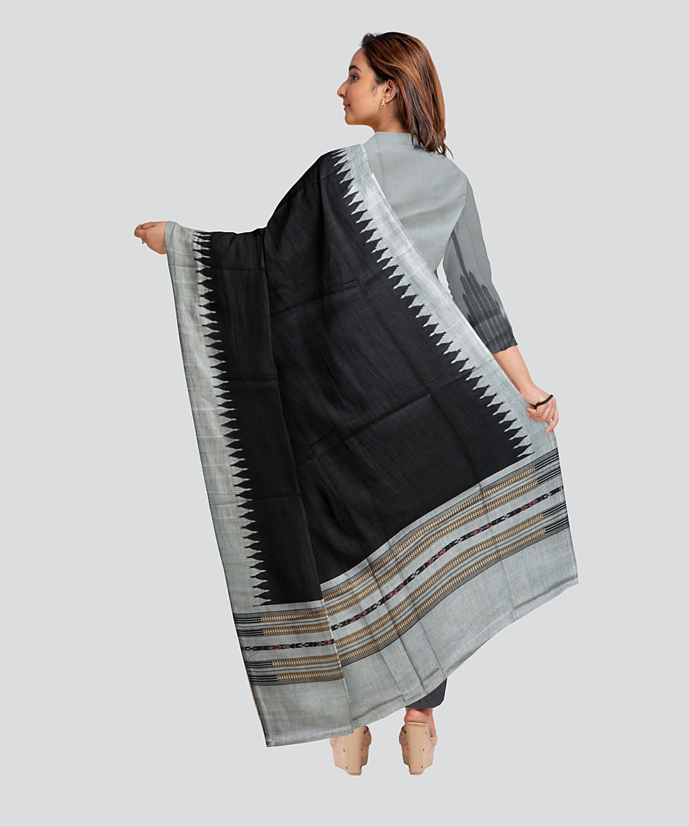 White Black Handloom Cotton Silk Sambalpuri Dress Material
