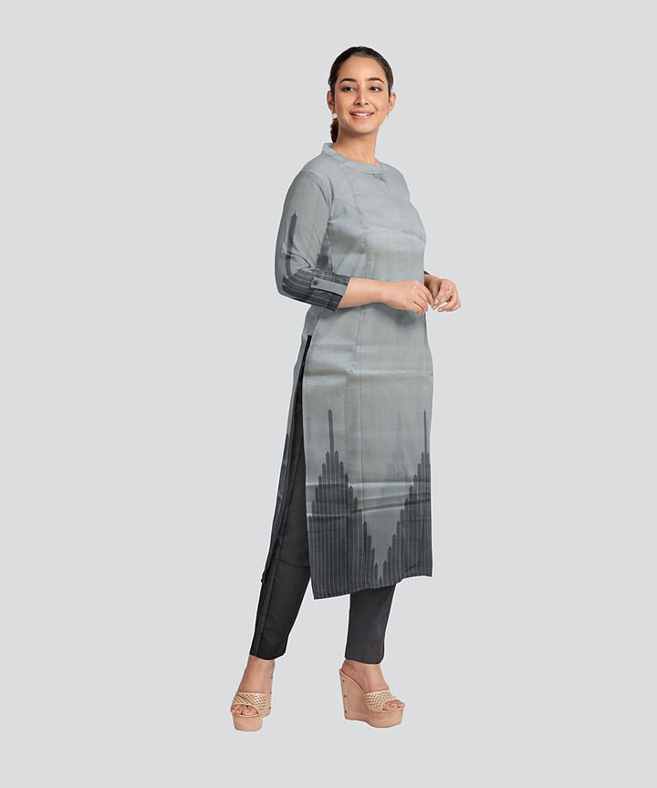White Black Handloom Cotton Silk Sambalpuri Dress Material
