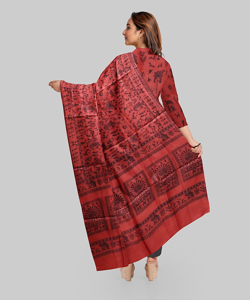 Dark Red Handloom Gopalpur Tussar Silk Dress Material
