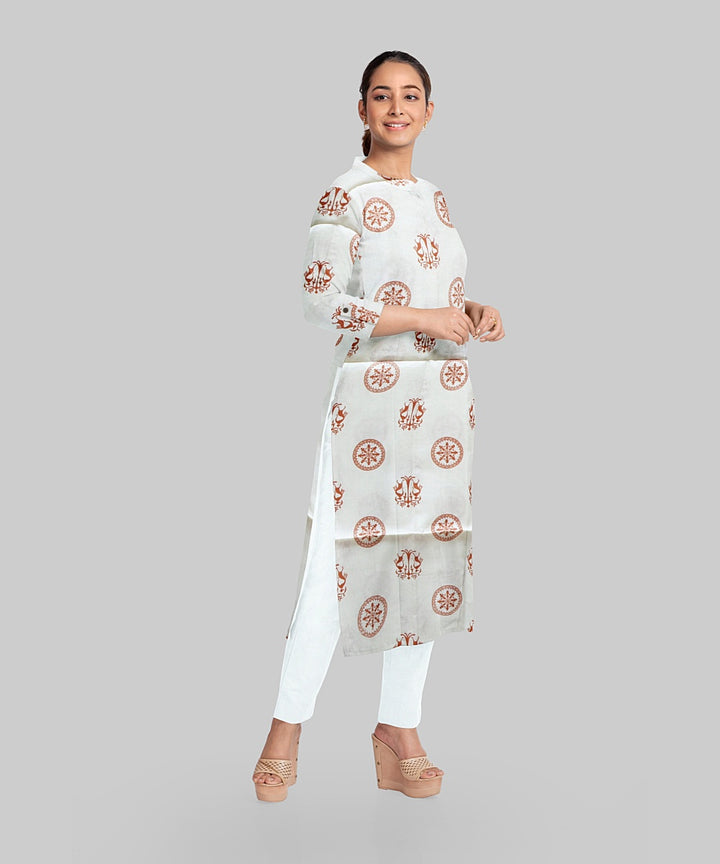 Cream Coral Handloom Gopalpur Tussar Silk Dress Material