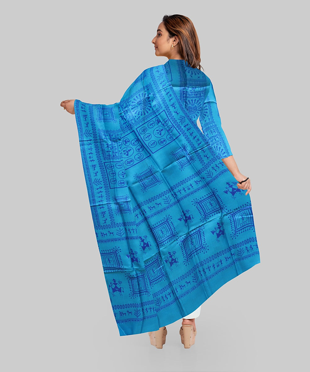 Cyan Blue Handloom Gopalpur Tussar Silk Dress Material