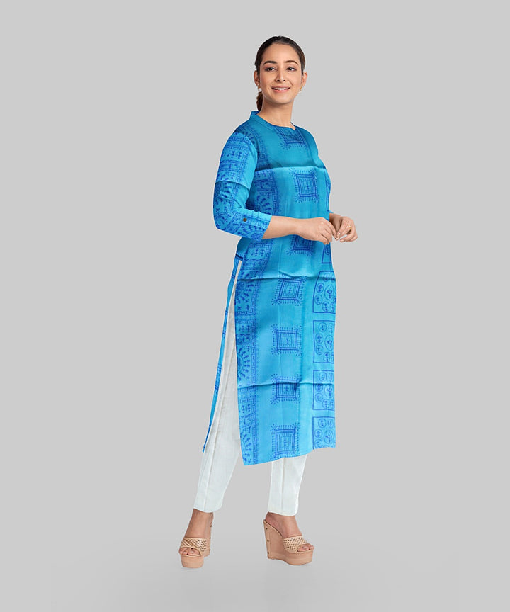 Cyan Blue Handloom Gopalpur Tussar Silk Dress Material