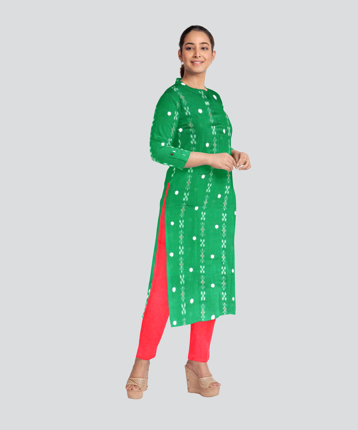 Dark Green Dark Red Handloom Cotton Nuapatna Dress Material
