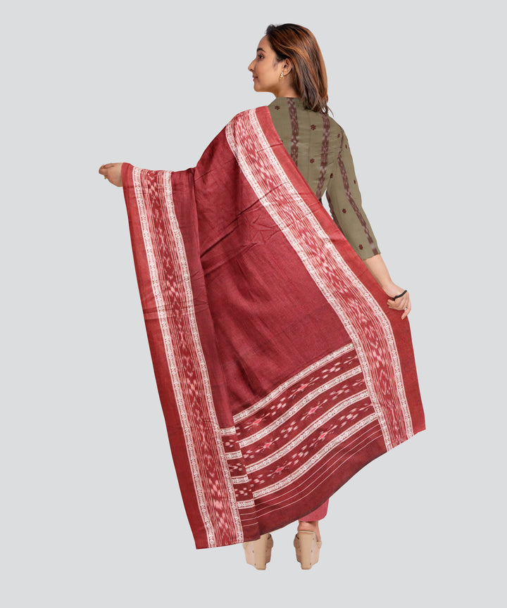 Beige Maroon Handloom Cotton Nuapatna Dress Material
