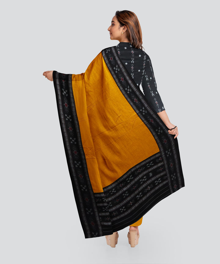 Black Dark Yellow Handloom Cotton Nuapatna Dress Material