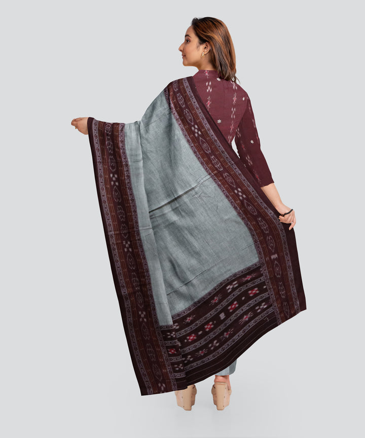 Maroon Grey Handloom Cotton Nuapatna Dress Material