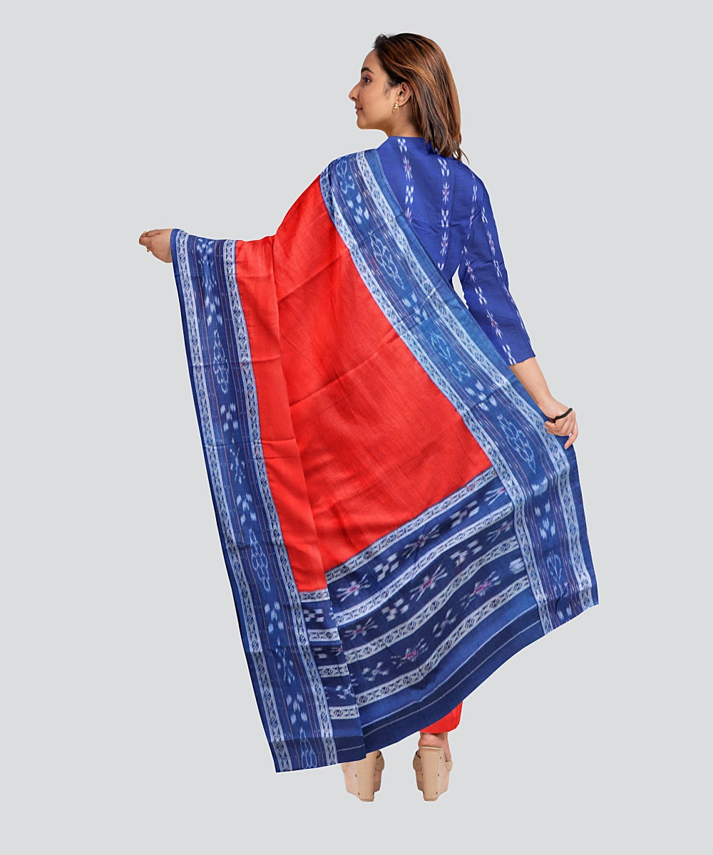 Navy Blue Dark Red Handloom Cotton Nuapatna Dress Material