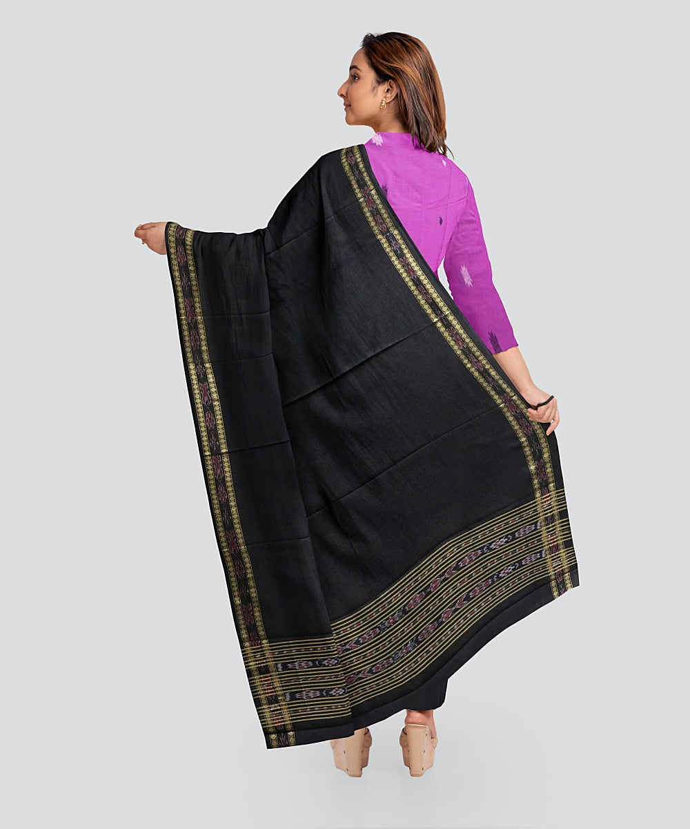 Purple Black Handloom Cotton Bomkai Dress Material