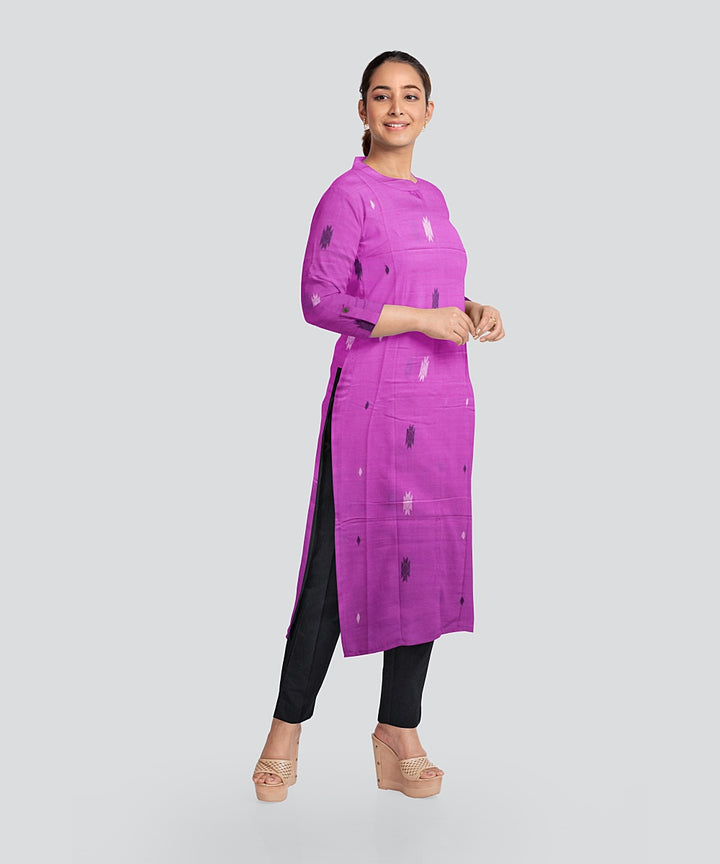 Purple Black Handloom Cotton Bomkai Dress Material