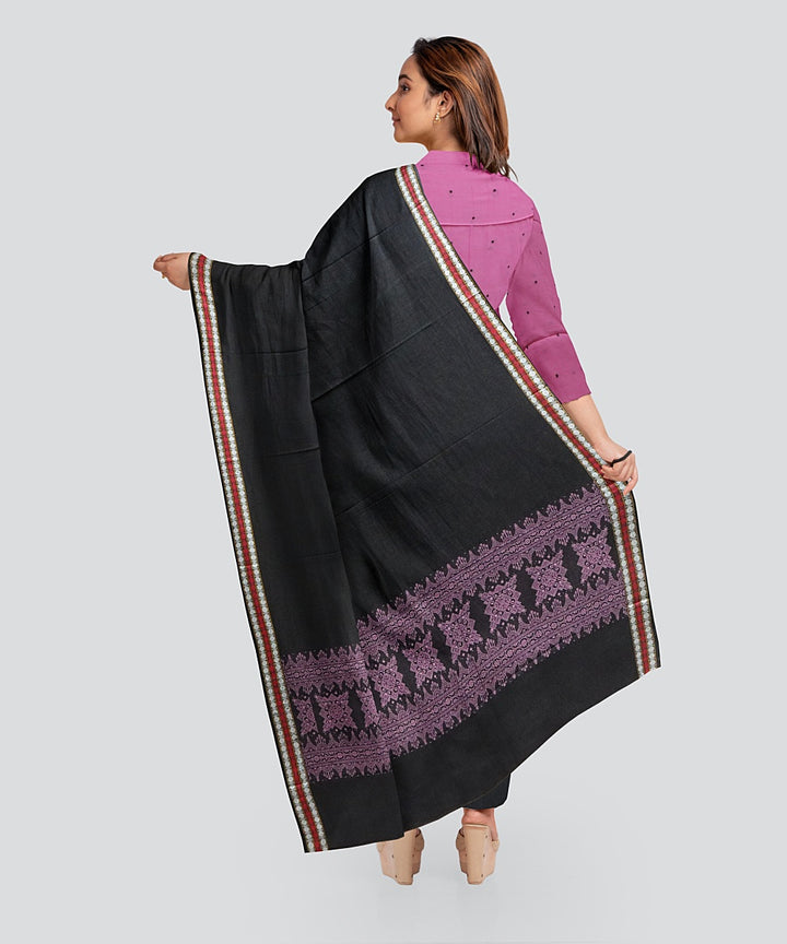 Pink Black Handloom Cotton Bomkai Dress Material