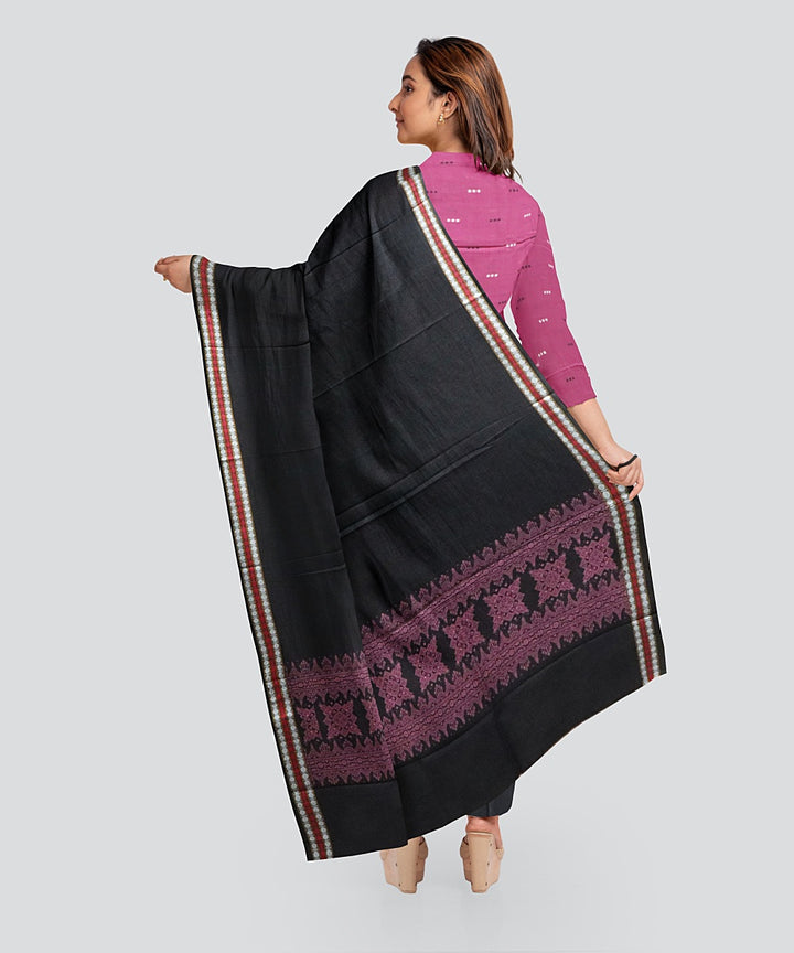 Pink Black Handloom Bomkai Cotton Dress Material