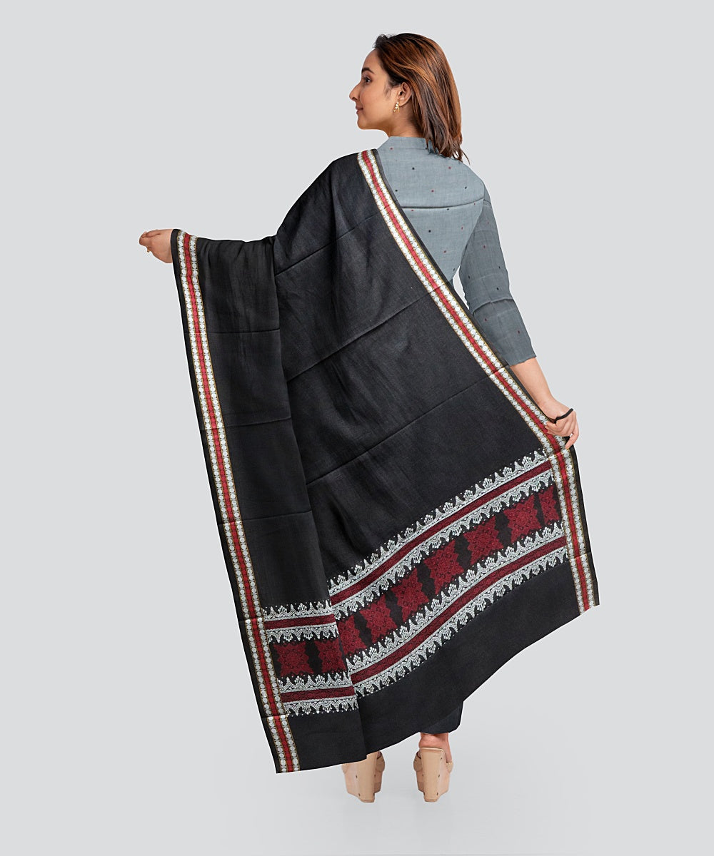 Grey Black Handloom Cotton Bomkai Dress Material