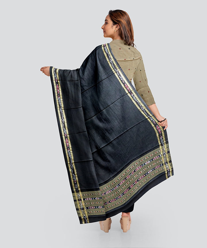 Cream Black Handloom Cotton Bomkai Dress Material